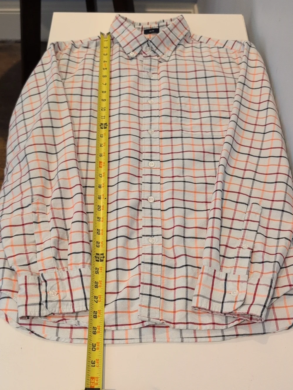 J. Crew Mens L Slim Flex Oxford Long Sleeve Button Down Plaid Shirt Style #AD163
